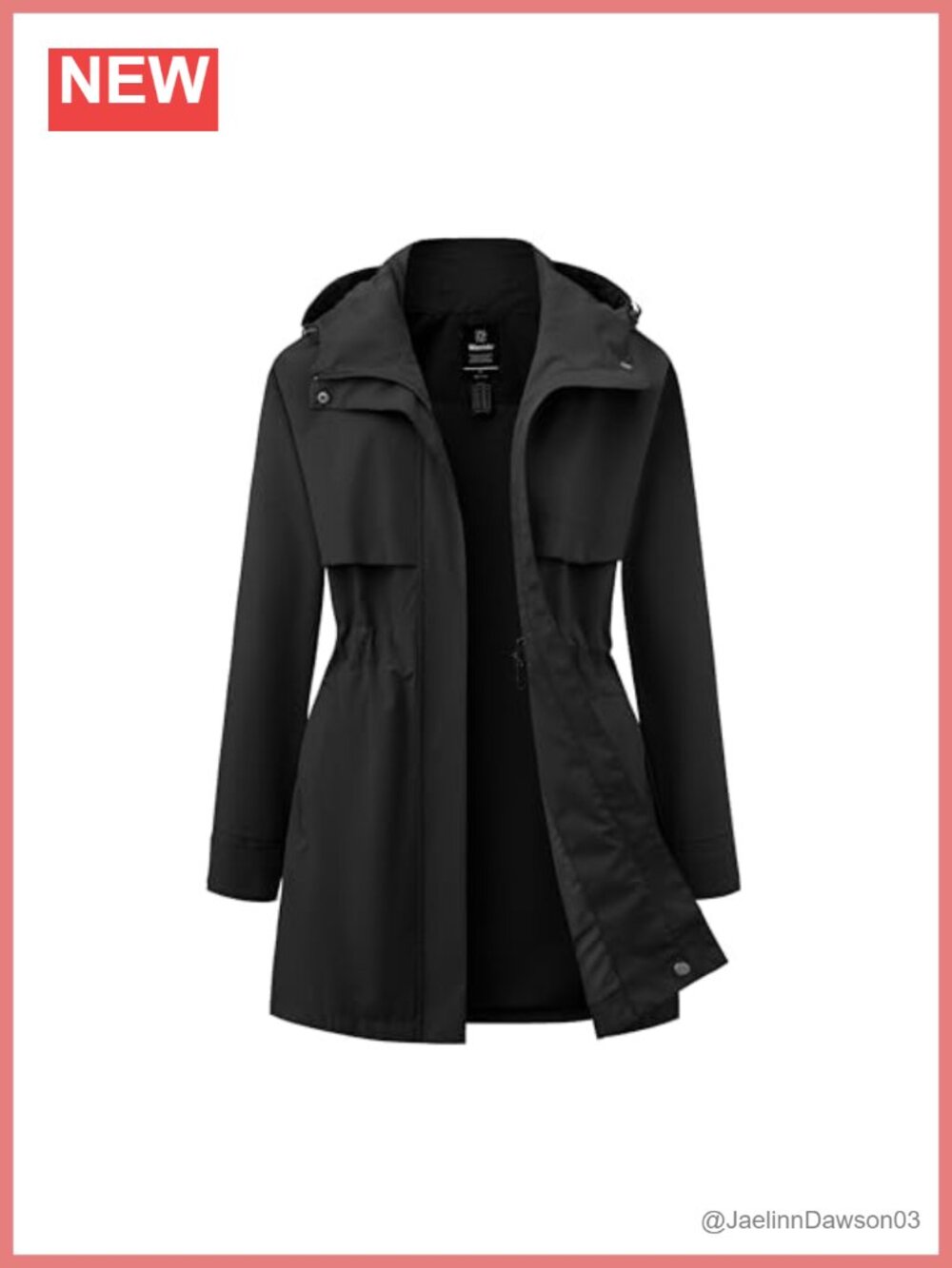Women Waterproof Long Rain Jacket Hooded Windbreaker Loose Fit
